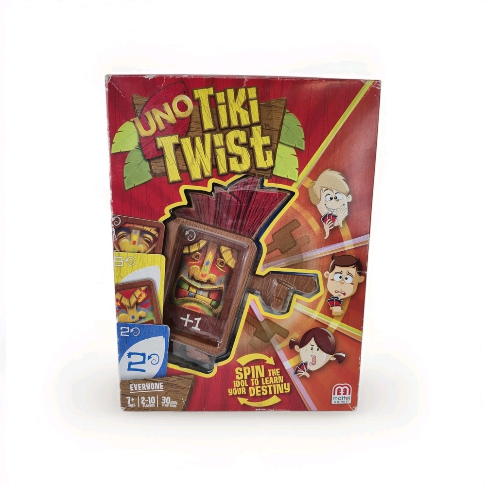 Uno Tiki Twist Card Game Mattel Complete Very Good Condition DAMAGED BOX